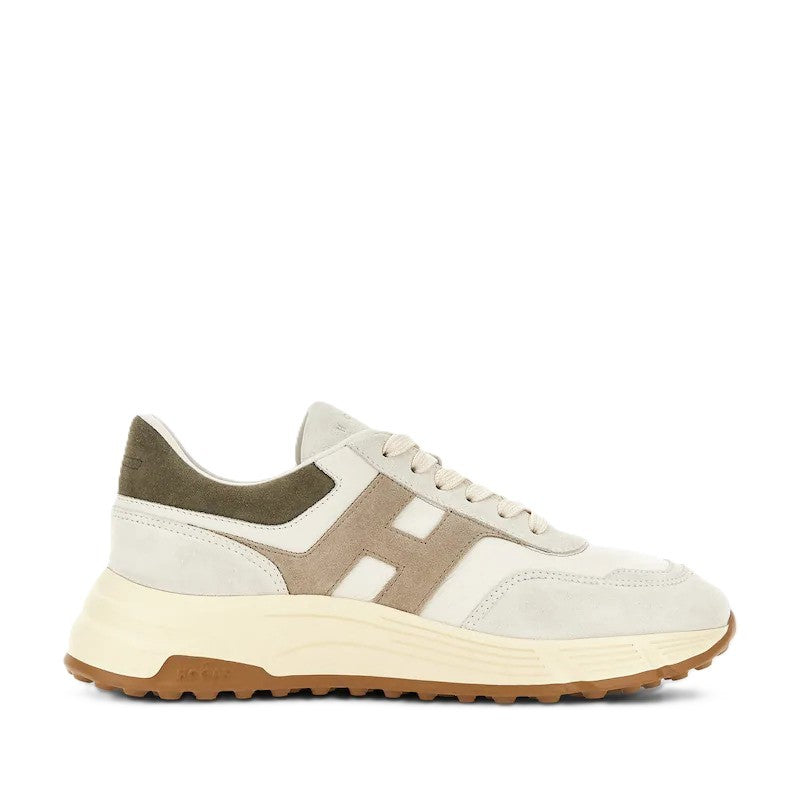 Hogan Neutral Tone Textured Outsole Side Logo Sneakers