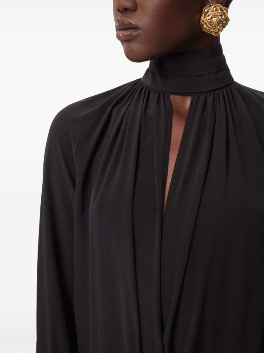 Nina Ricci Pleated Silk Midi Dress