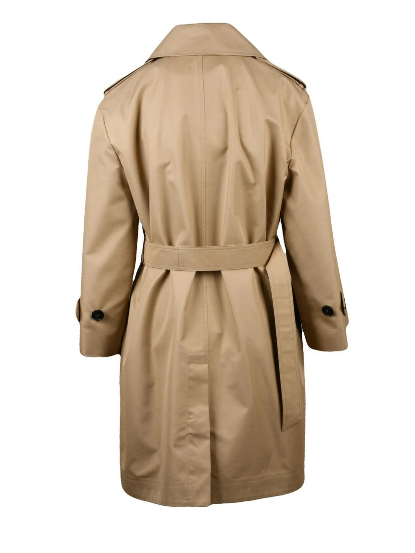 Max Mara Beige Double-Breasted Unlined Cotton-Blend Trench Coat