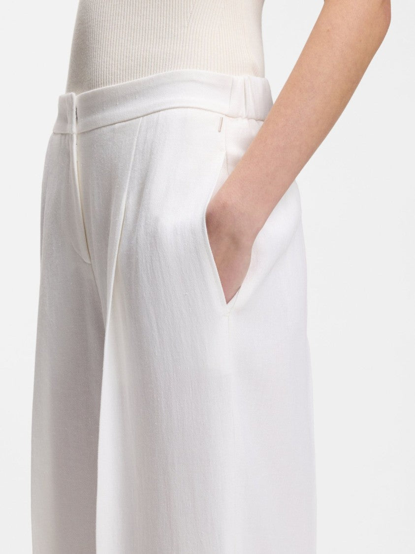 Boss Rancho Flowy White Wide-Leg Pants