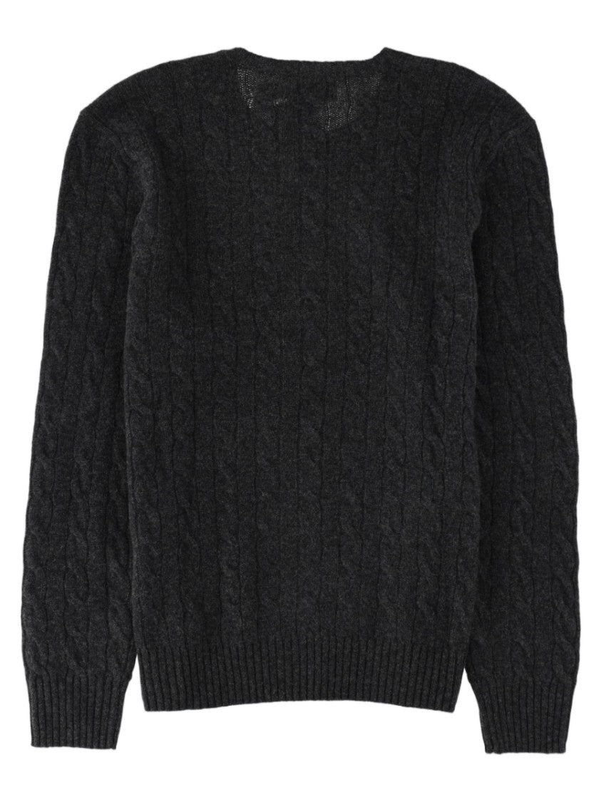 Polo Ralph Lauren Black Cable-Knit Wool-Cashmere Crewneck Sweater