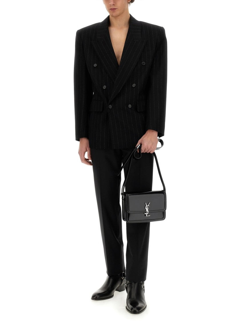 Saint Laurent Double-Breasted Oversized Jacket With Structured Shoulders