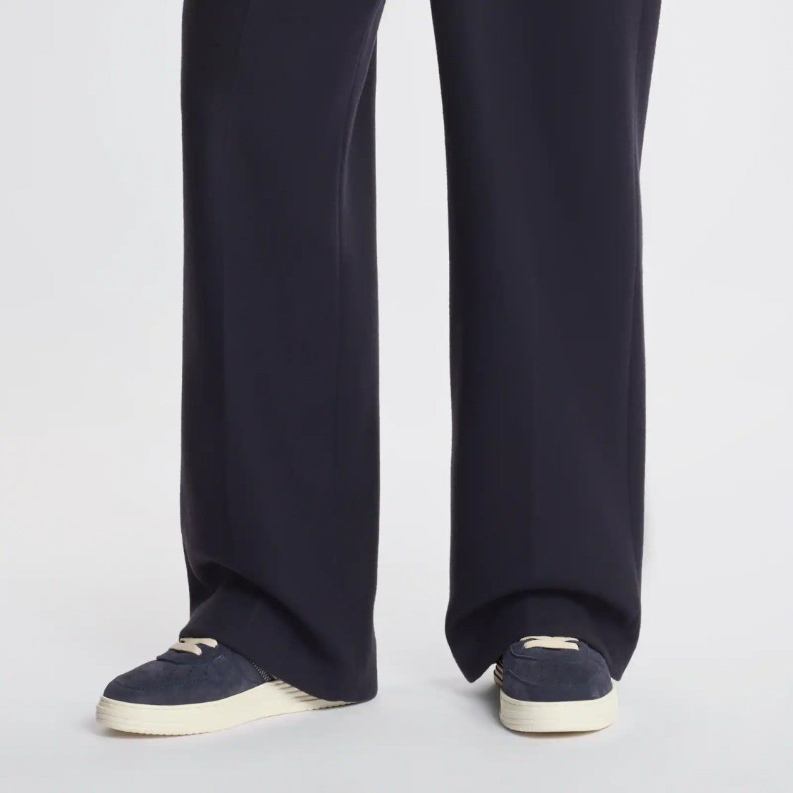 Hogan Lace-Up Navy Calfskin Shoes With Off-White Accents