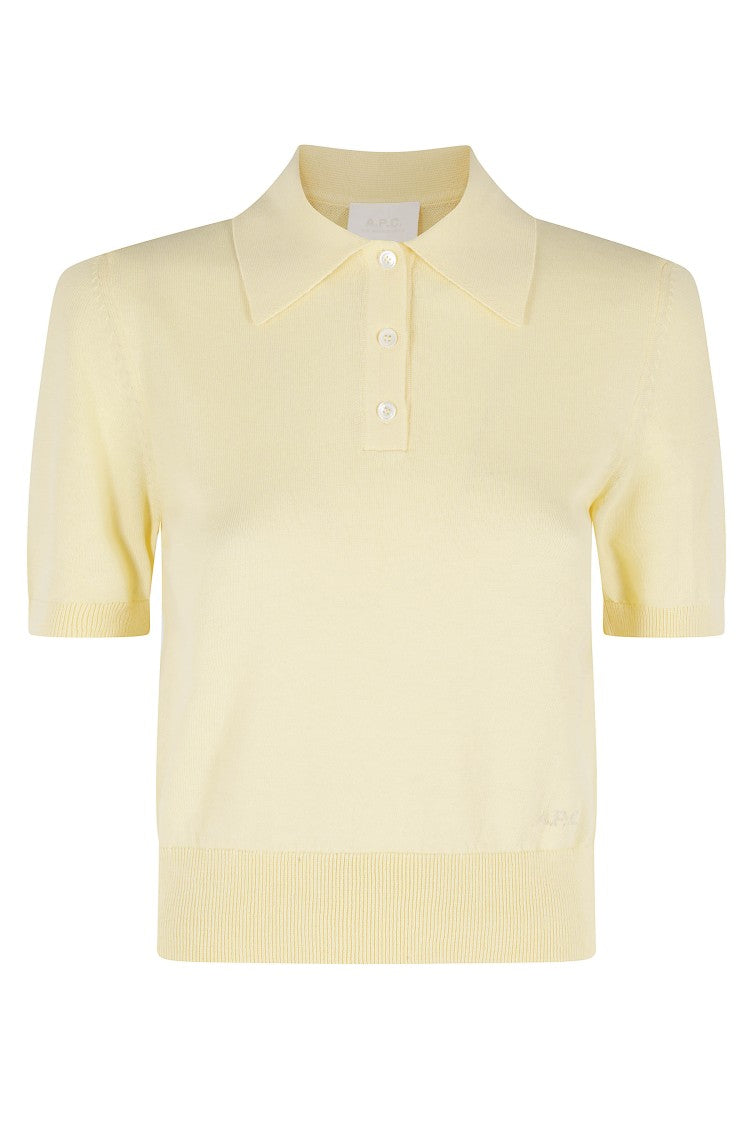 A.P.C. Yellow Ribbed-Trim Cotton Polo Shirt