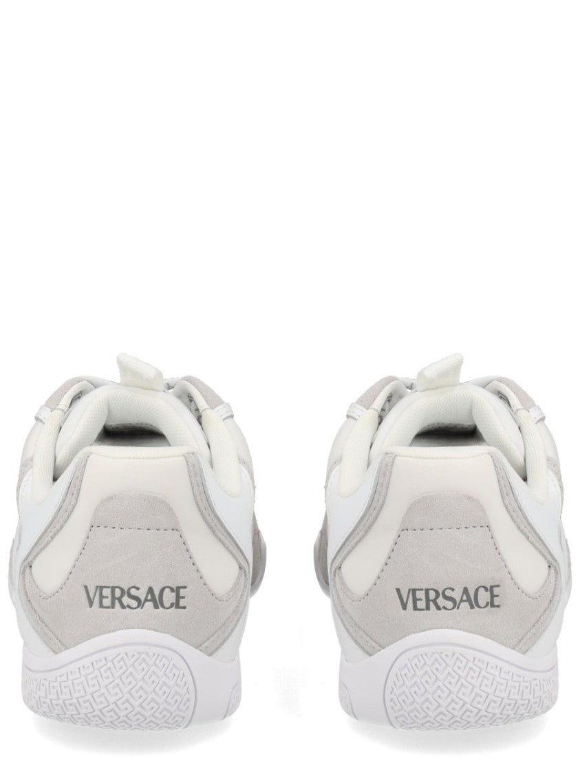 Versace White Galaxia Layered Calf Leather Sneakers