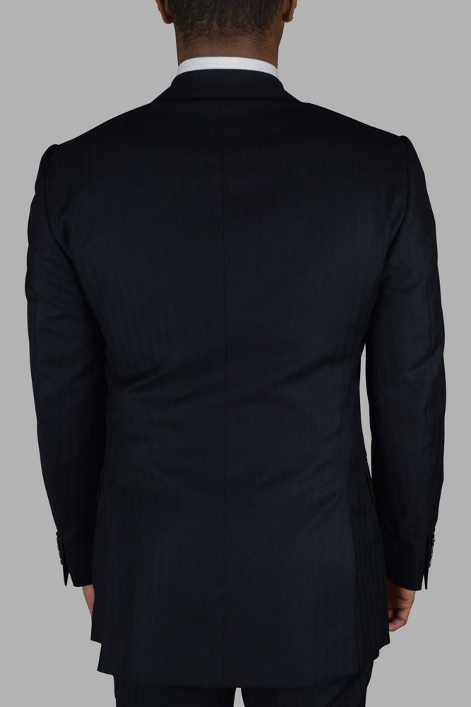 Gucci Navy Blue Two-Piece Suit With Tone-On-Tone Stripes