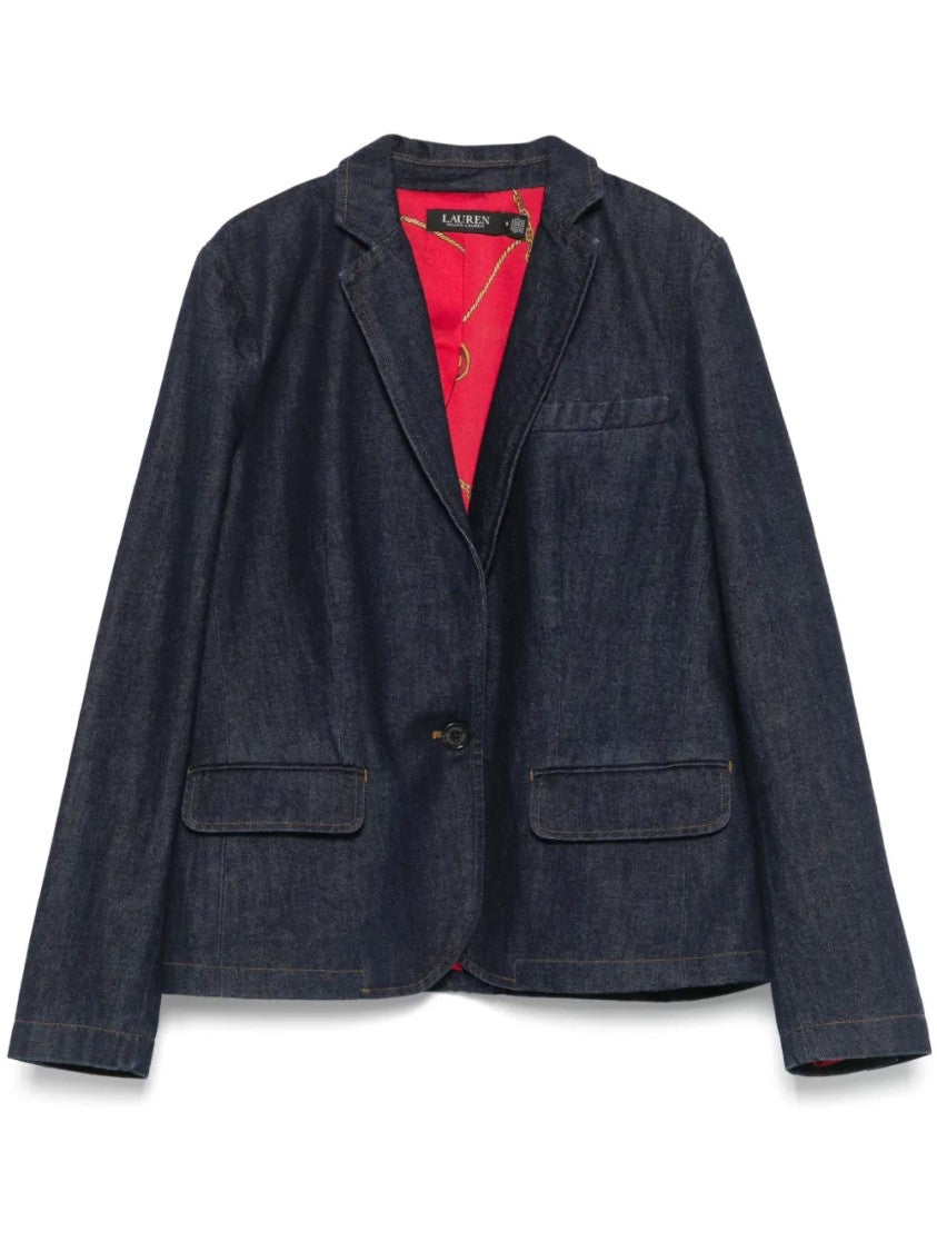 Lauren Ralph Lauren Classic Blue Denim-Like Yasine Blazer