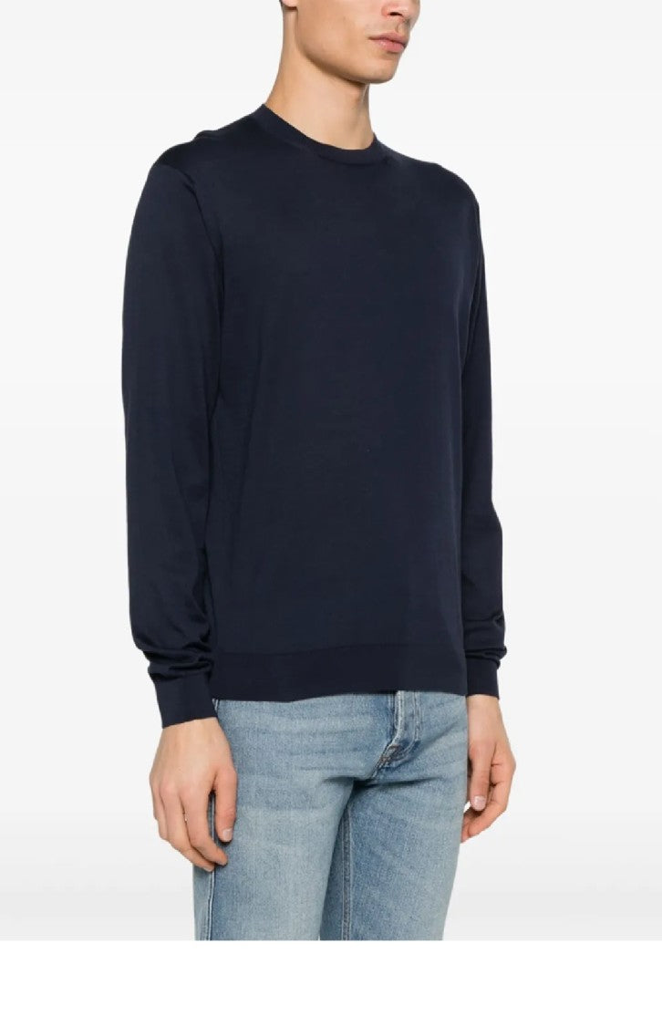 Lardini Ribbed Black Long-Sleeve Sweater