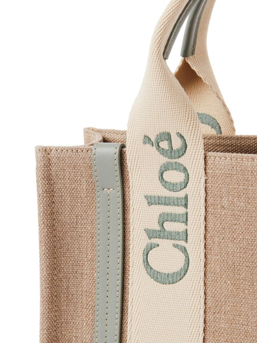 Chloé Small Woody Tote Bag In Linen