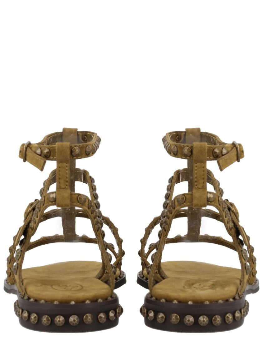 Ash Neutrals Precious Studded Cage Leather Sandals