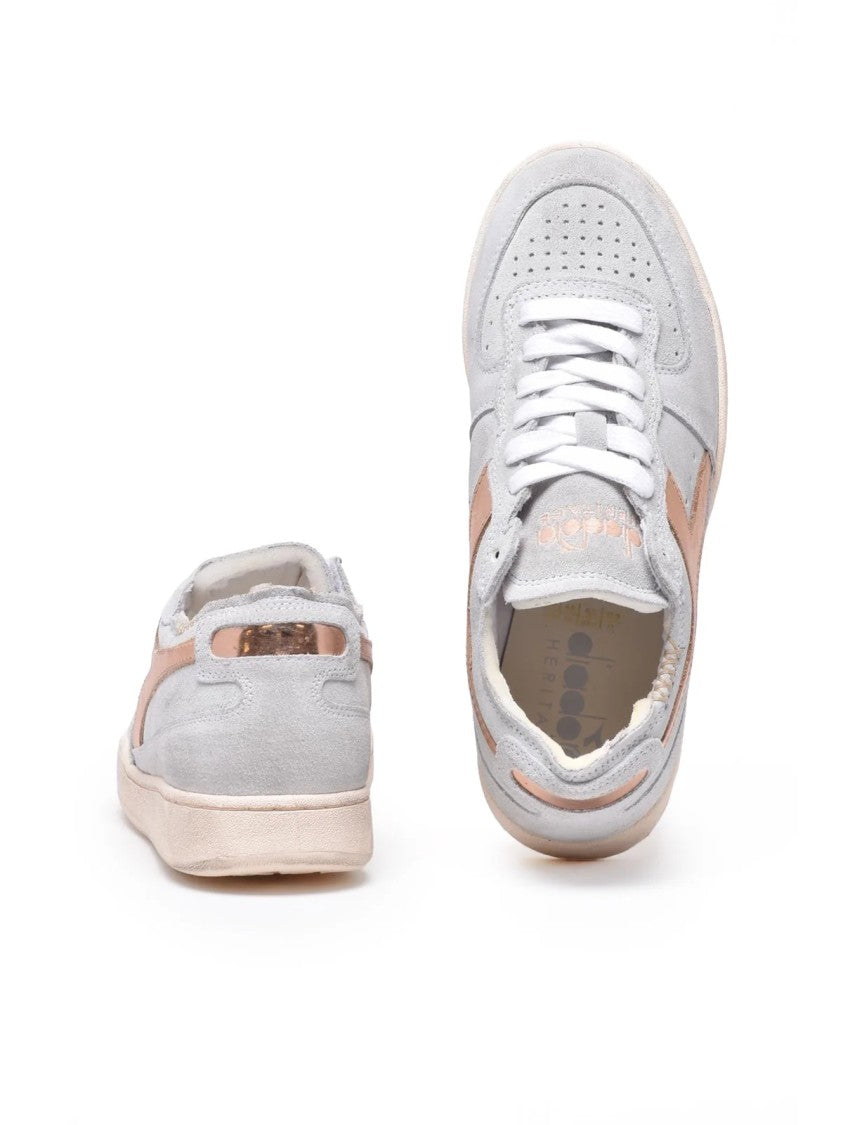 Diadora Heritage Light Blue Leather Suede Basket Sneakers