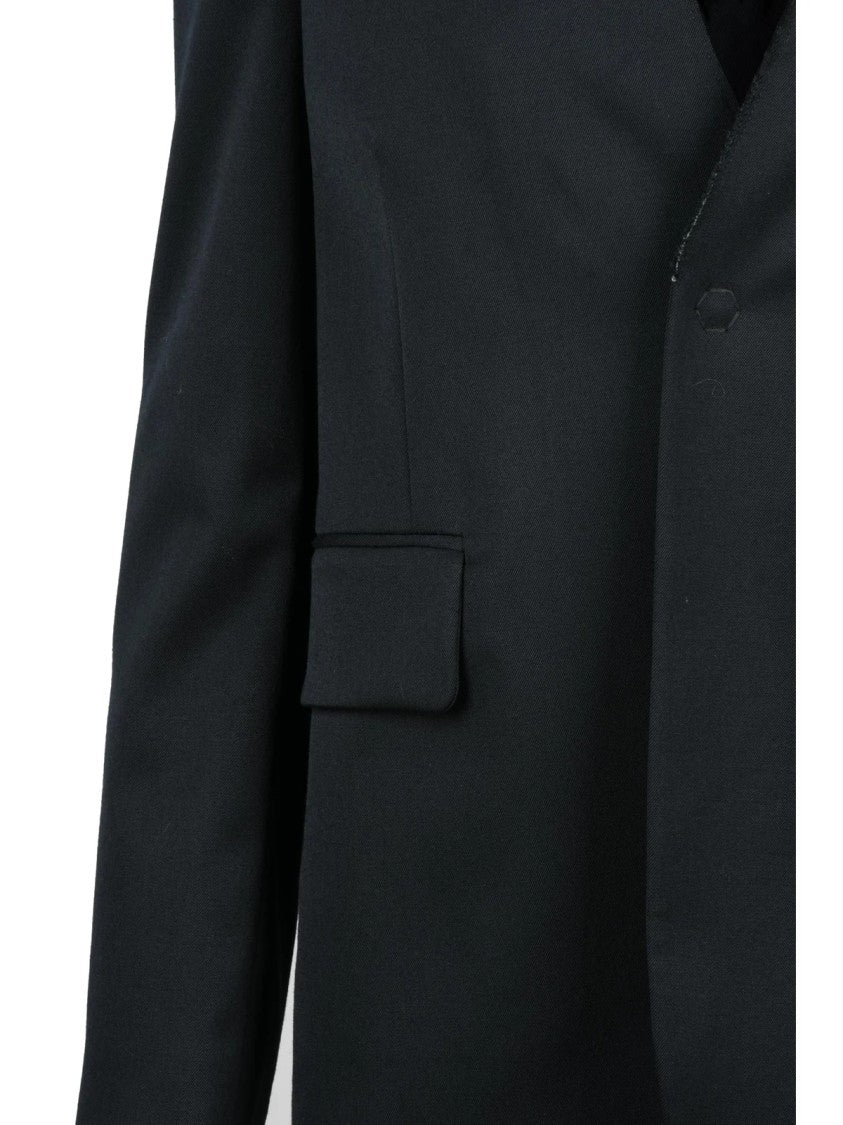 Mm6 By Maison Margiela Black Virgin Wool-Blend Snap-Button Jacket
