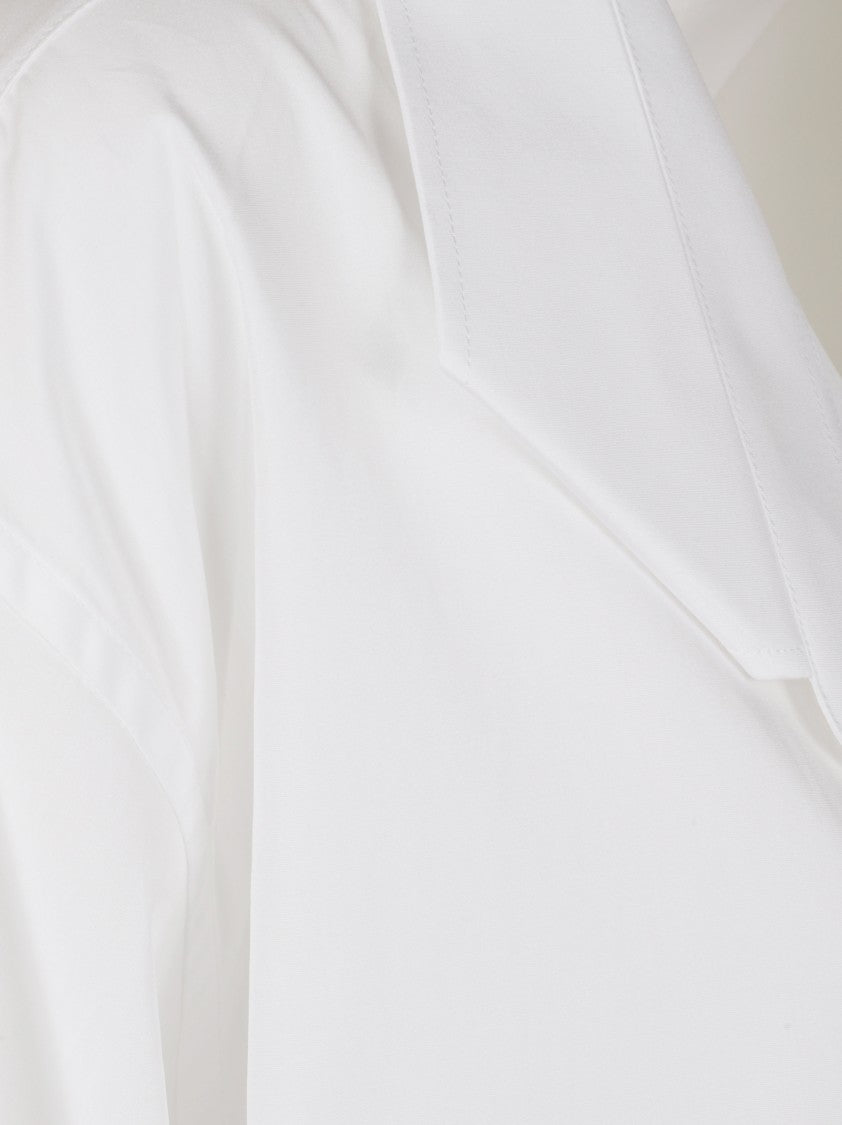 Prada Notched Collar White Button-Up Shirt With Relaxed Fit