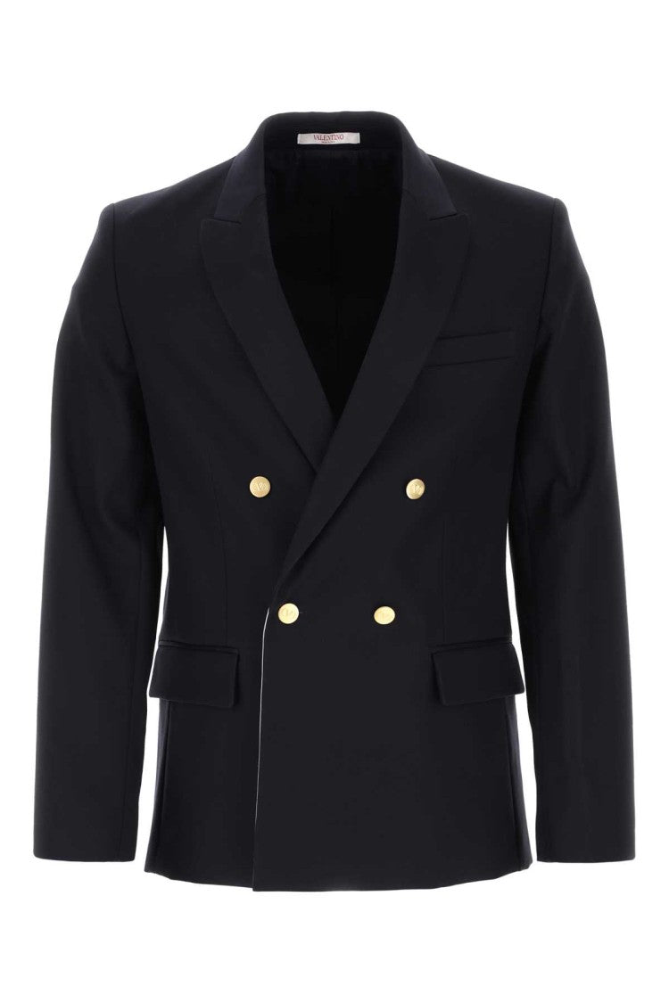 Valentino Garavani Navy Blue Cotton Blazer