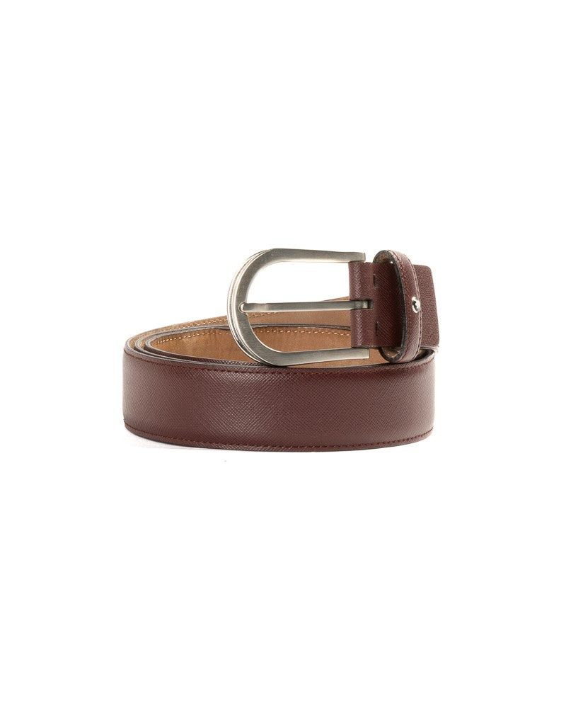 Montblanc Round Saffiano Leather Belt - Burgundy