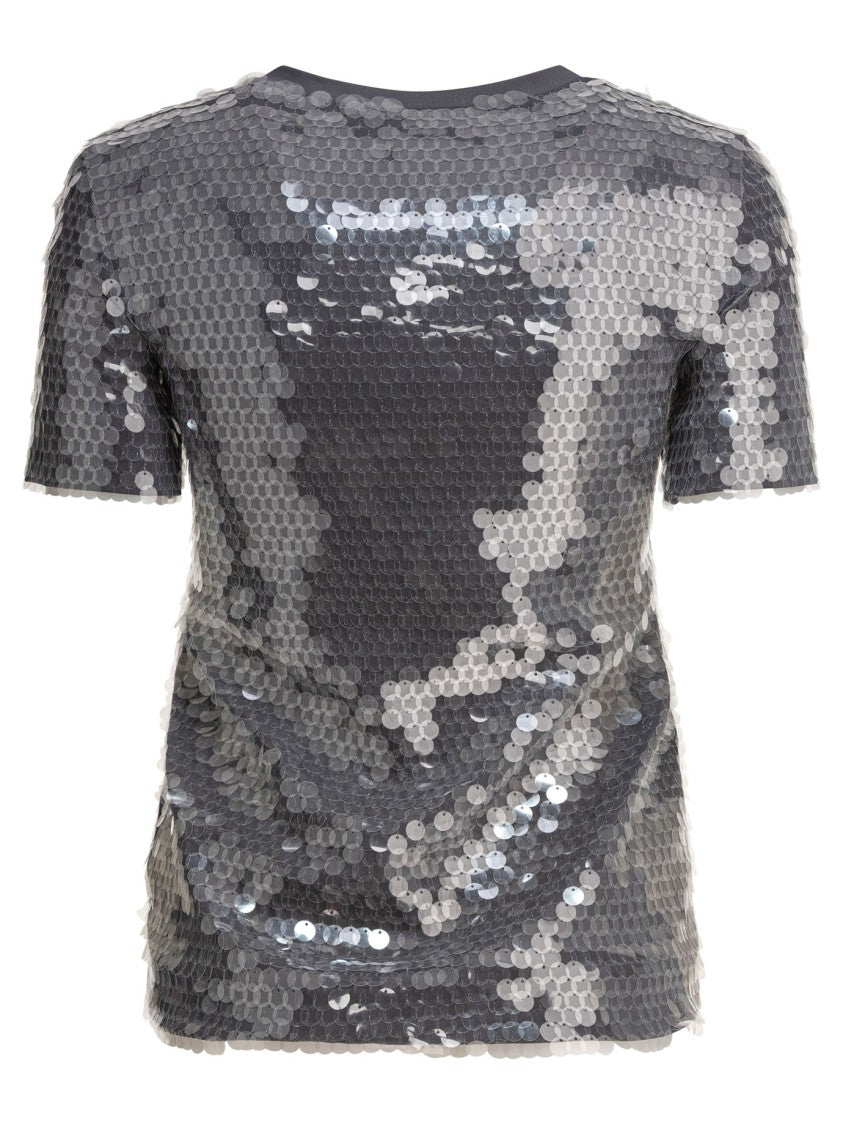 Max Mara Shimmering Sequin-Embellished Grey Top