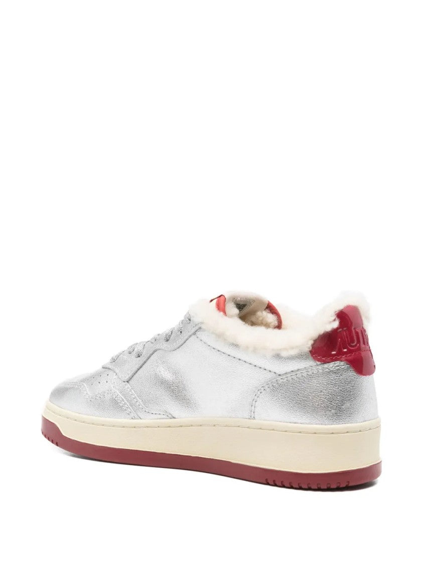 Autry Metallic Leather Shearling Trainers