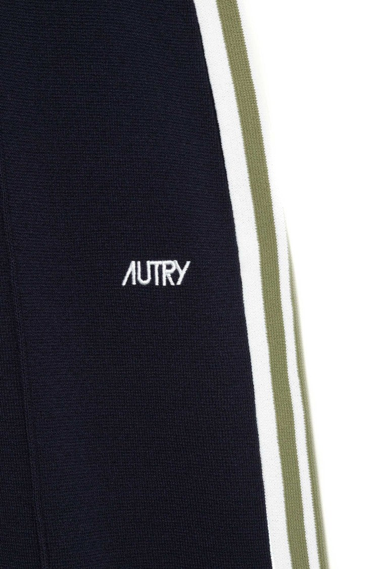 Autry Blue Viscose-Nylon Band Details Sweatpants