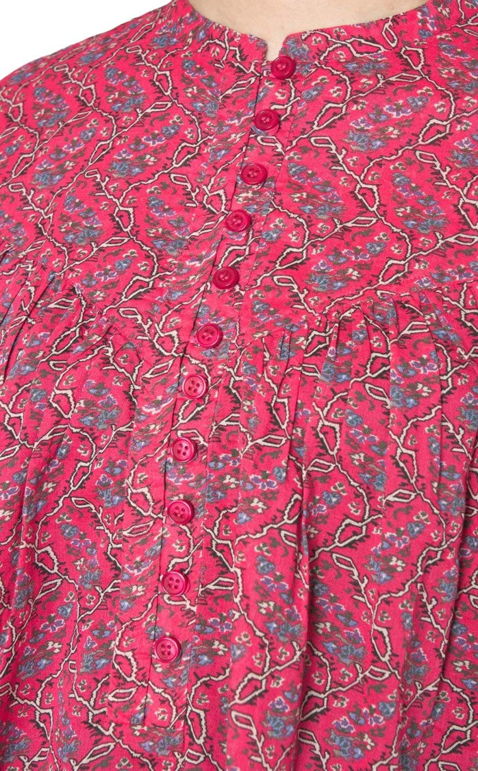 Isabel Marant Floral Print Tunic With Voluminous Sleeves