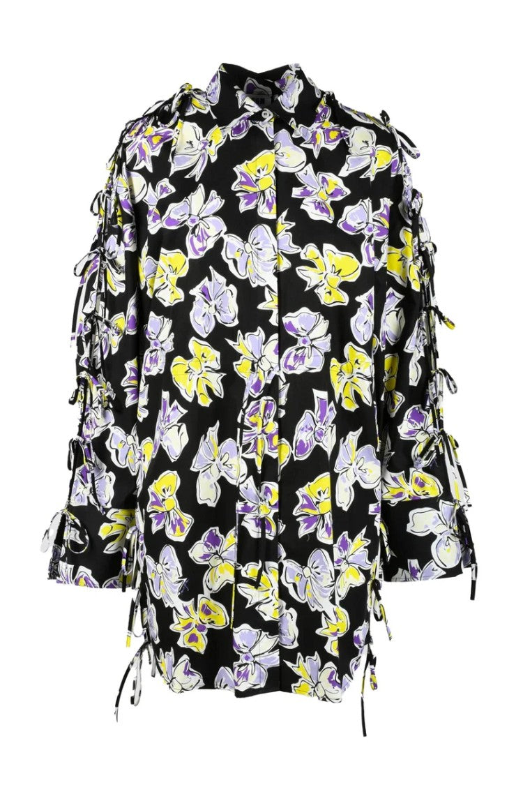 Msgm Black Puff Sleeve Cotton Shirt Dress