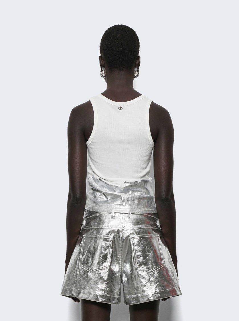 Rabanne Piercing Tank Top White And Silver