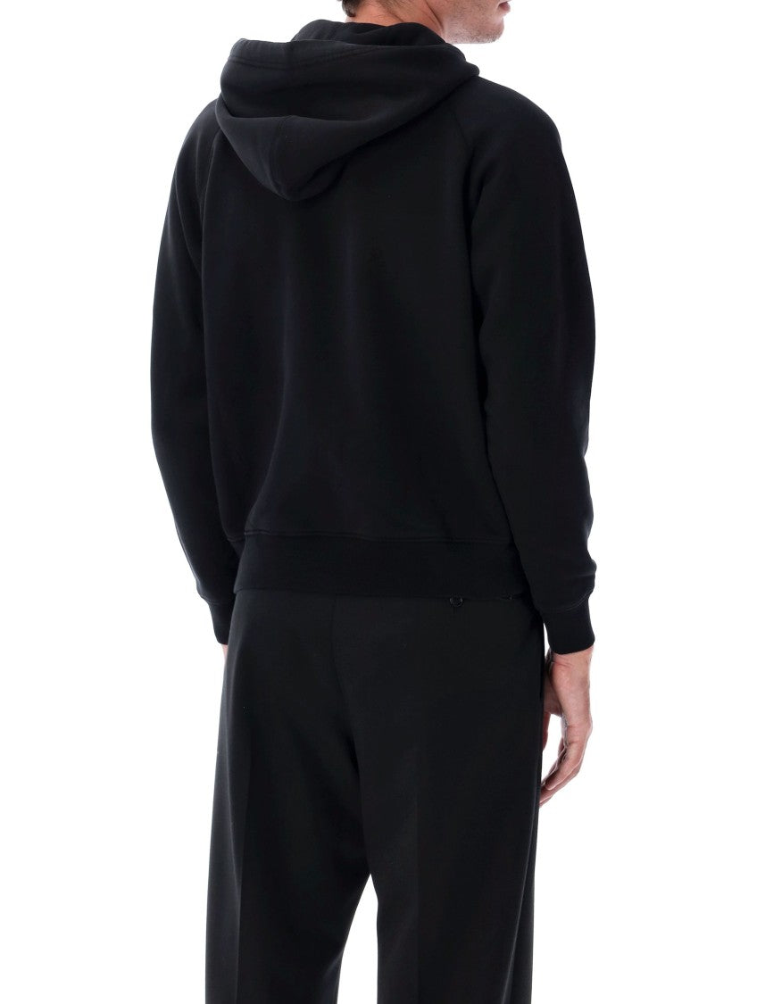 Tom Ford Black Cotton Zip-Up Hoodie