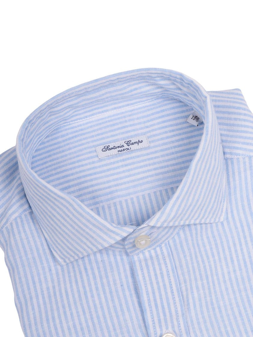 Sartoria Del Campo-Sonrisa Lightweight Vertical Stripe Casual Shirt