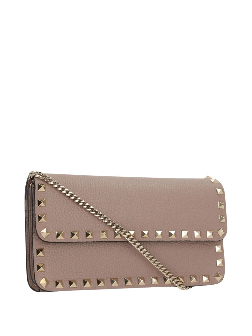 Valentino Pyramid Stud Taupe Leather Wallet