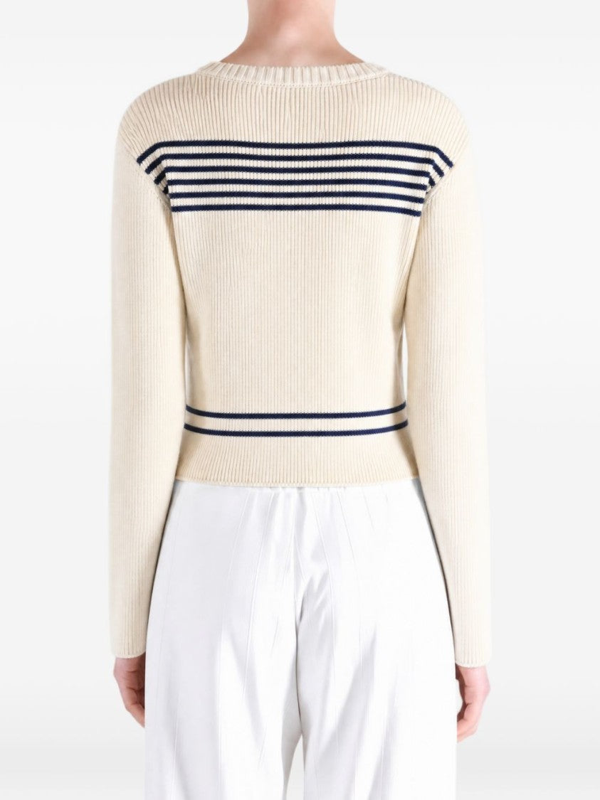 Balenciaga Black Boatneck Ribbed Knit Striped Sweater
