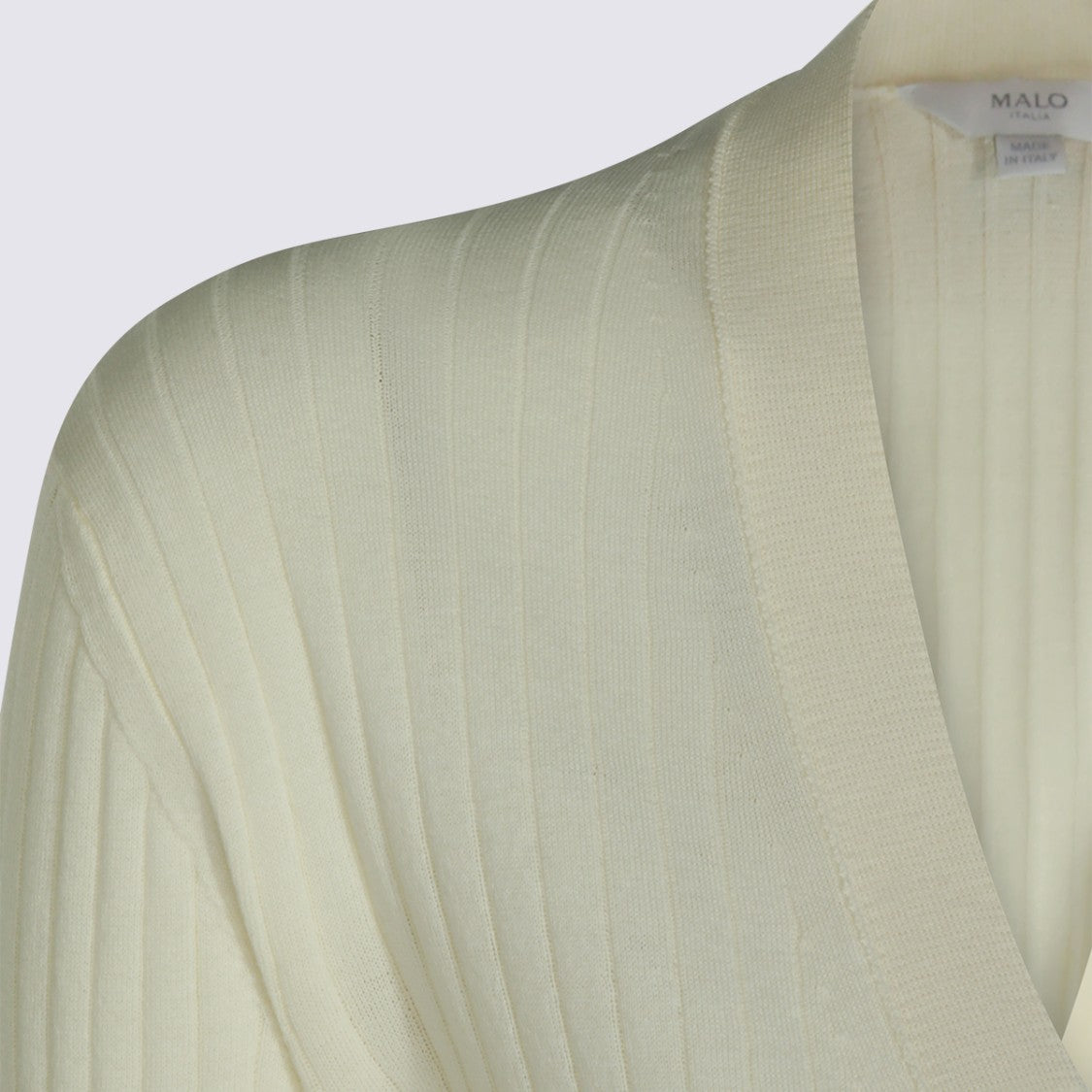 Malo Ribbed Knit Sweater With Deep V-Neckline And Minimalist Design