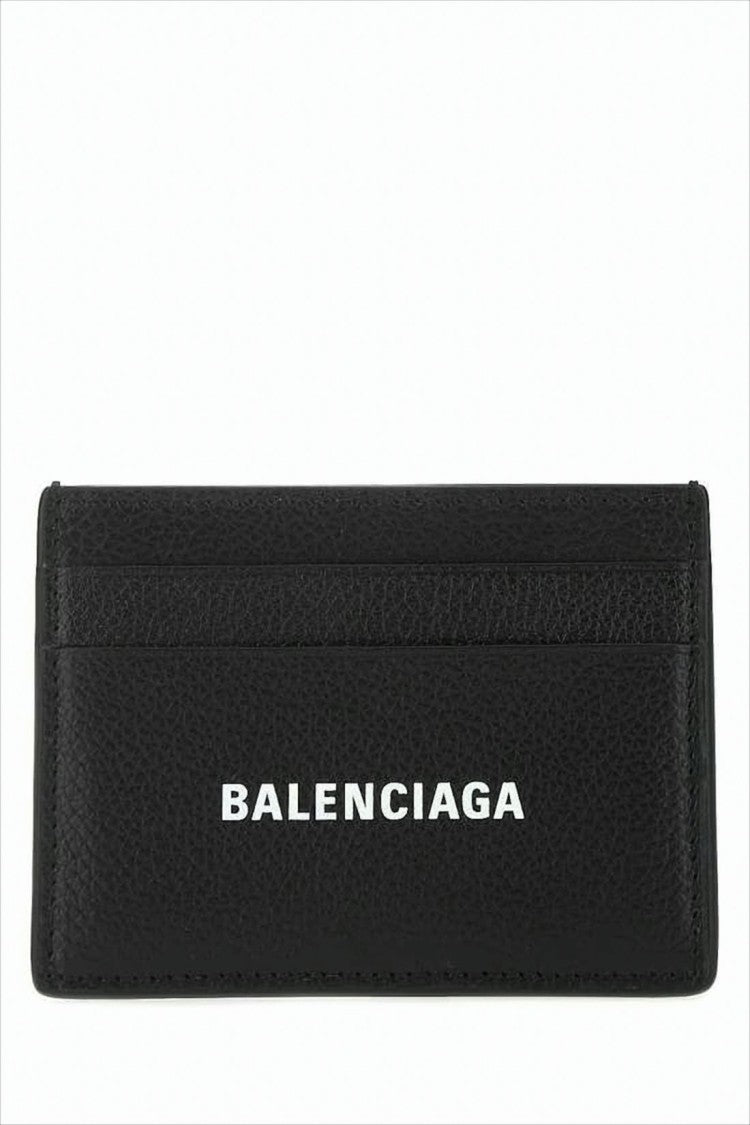 Balenciaga Textured Calf Leather Card Wallet With Bold Logo