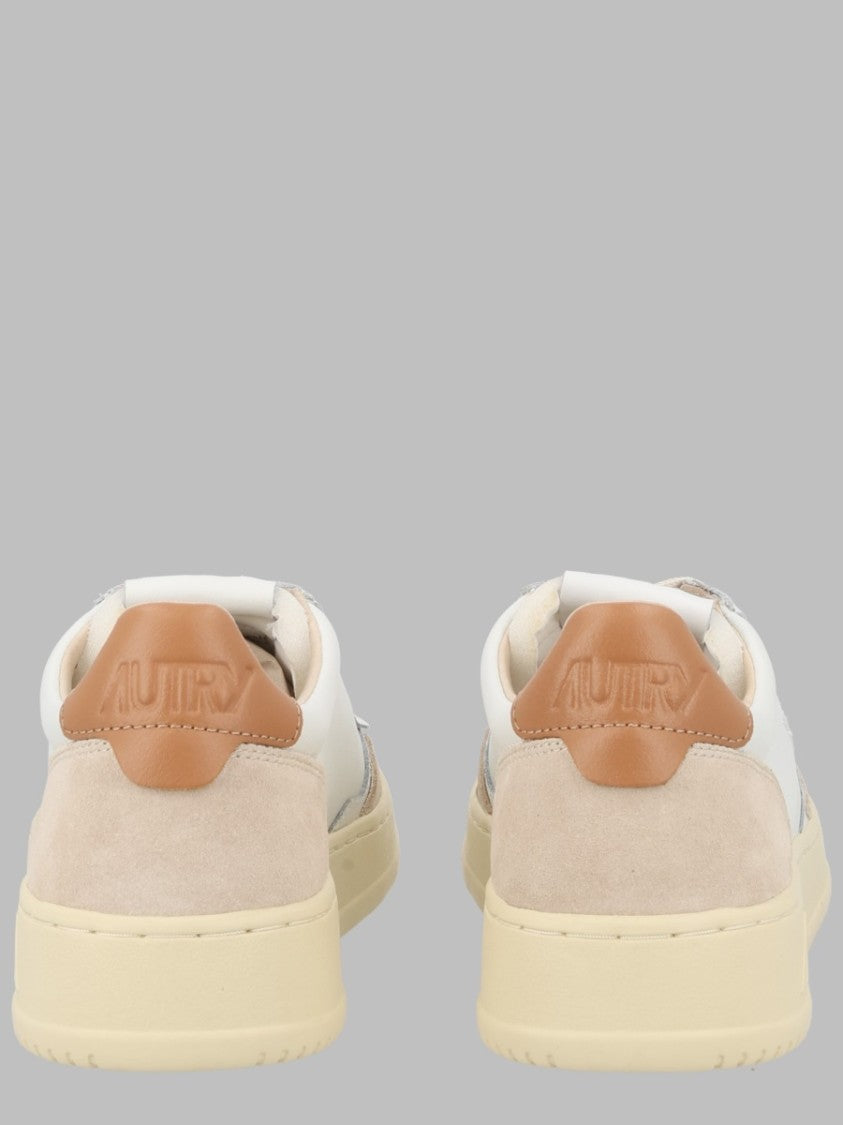 Autry Multicolor Perforated Suede-Trim Leather Sneakers