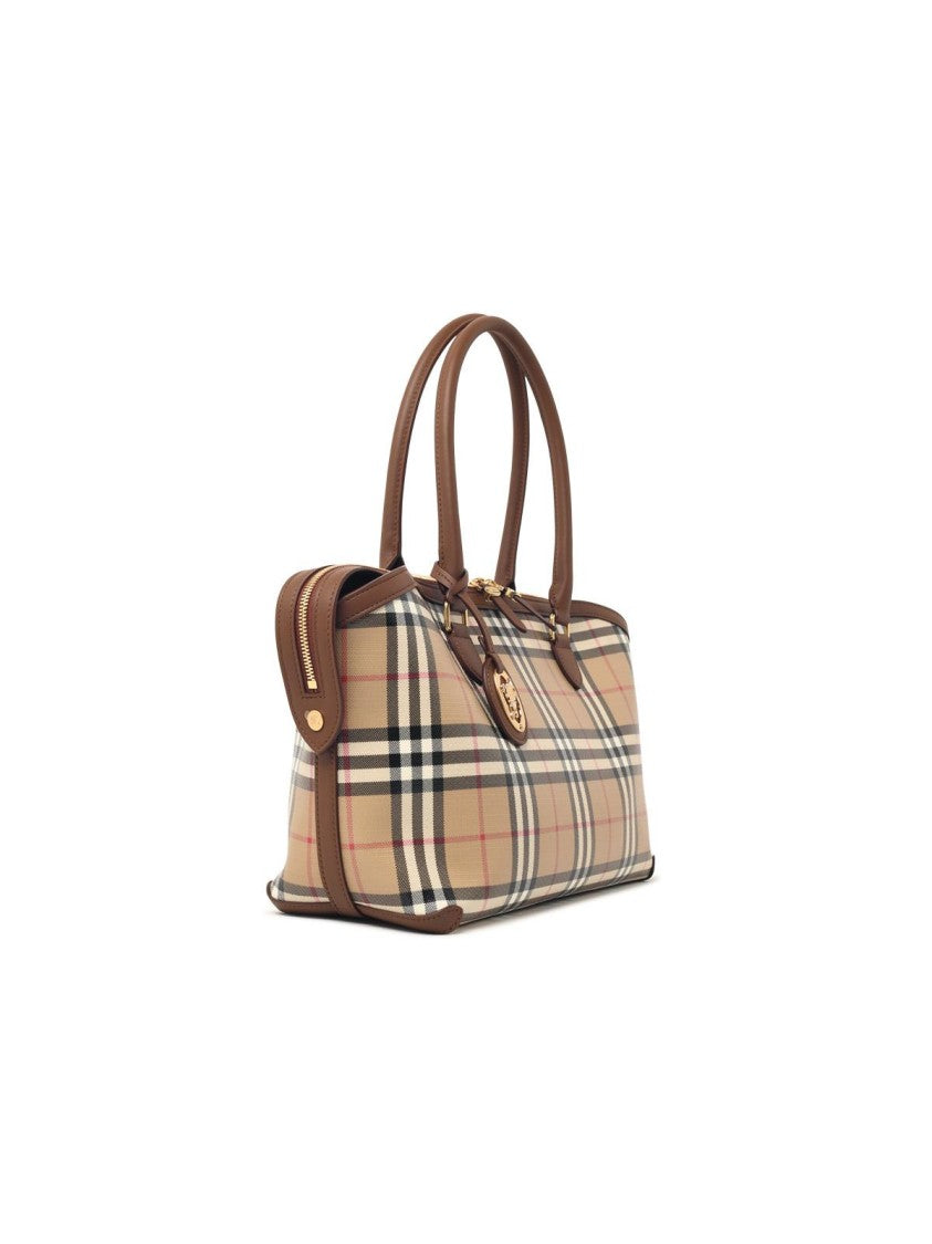 Burberry Small 'Tote Vintage' Beige Cotton Zippered Bag