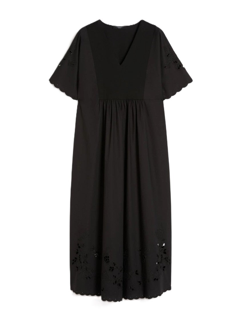 Max Mara Flowing Midi Dress With Floral Embroidery