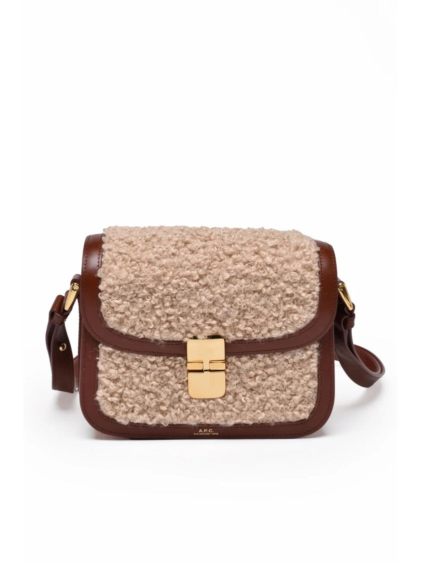 A.P.C. Brown Leather Clasp Shoulder Bag