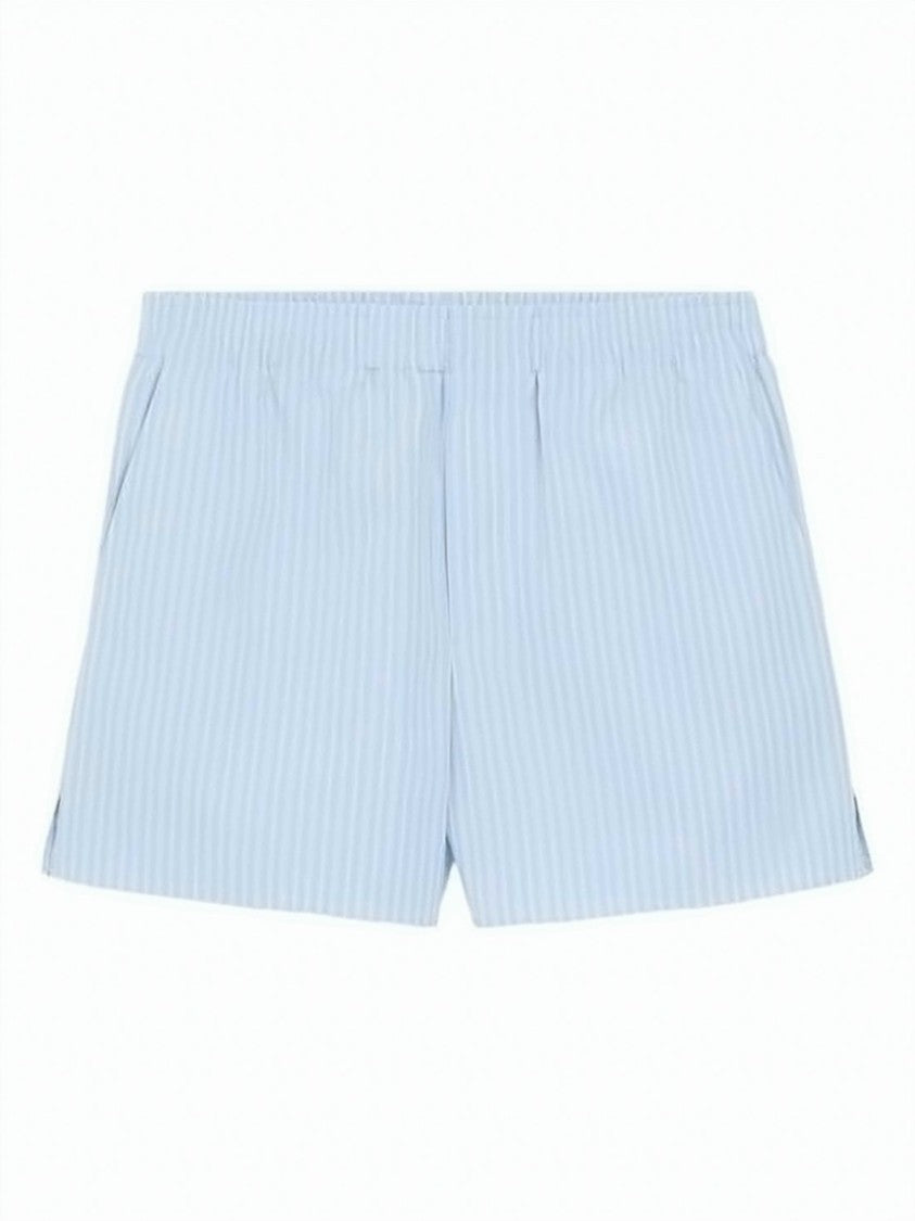 Ami Paris Light Blue And White Vertical Stripe Shorts