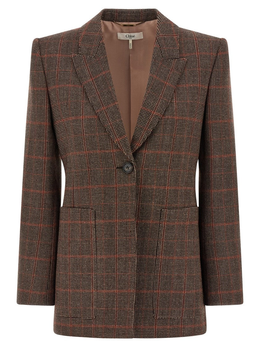 Chloé Check Wool Blazer