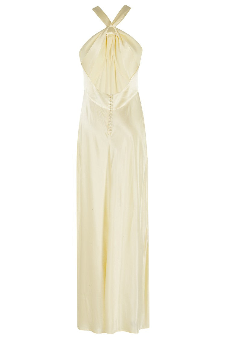 Rixo Yellow Losanna Backless Crossed-Straps Viscose Midi Dress