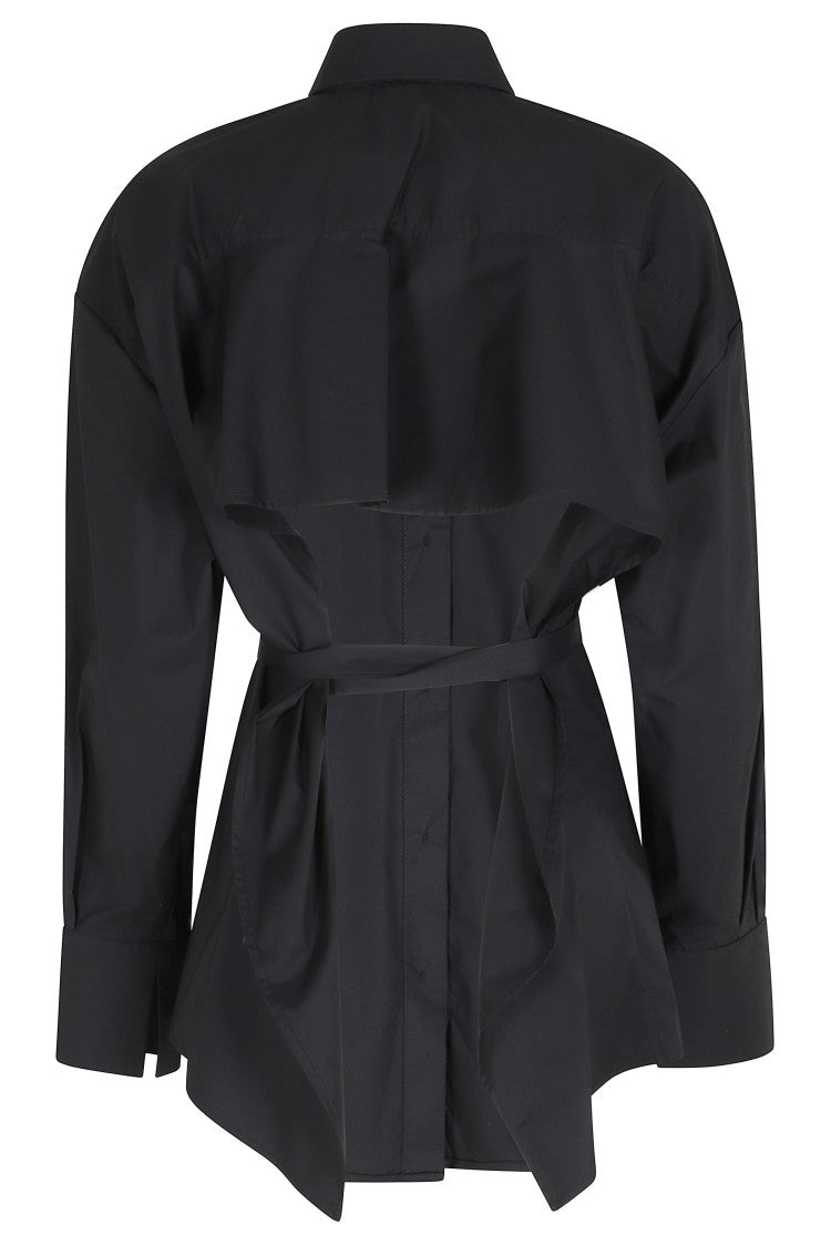 Federica Tosi Black Open-Back Belted Cotton Shirt