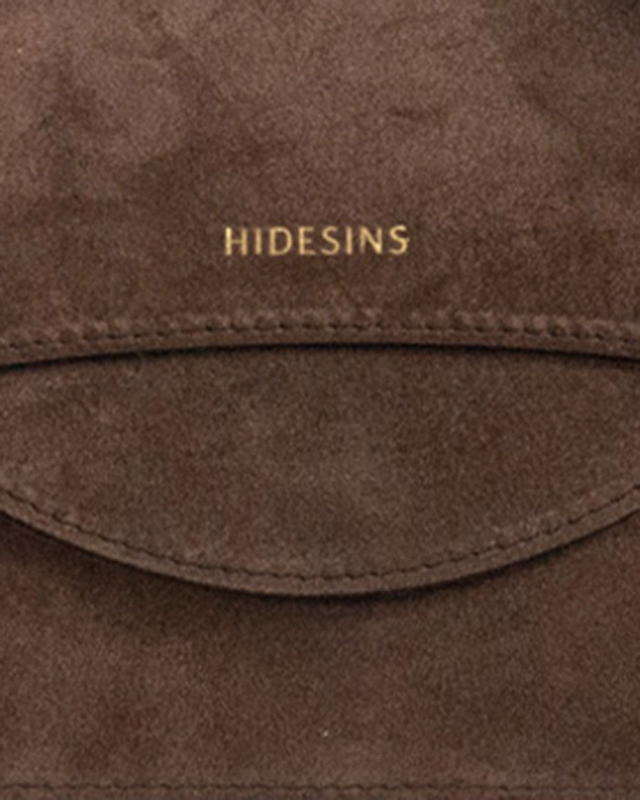 Hidesins Suede Shoulder Bag With Flap Closure And Integrated Pouch