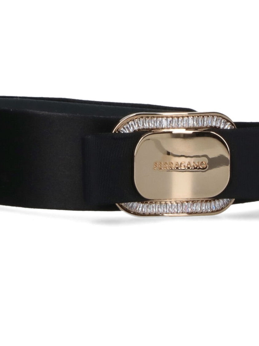 Ferragamo Black Viscose Crystal Headband