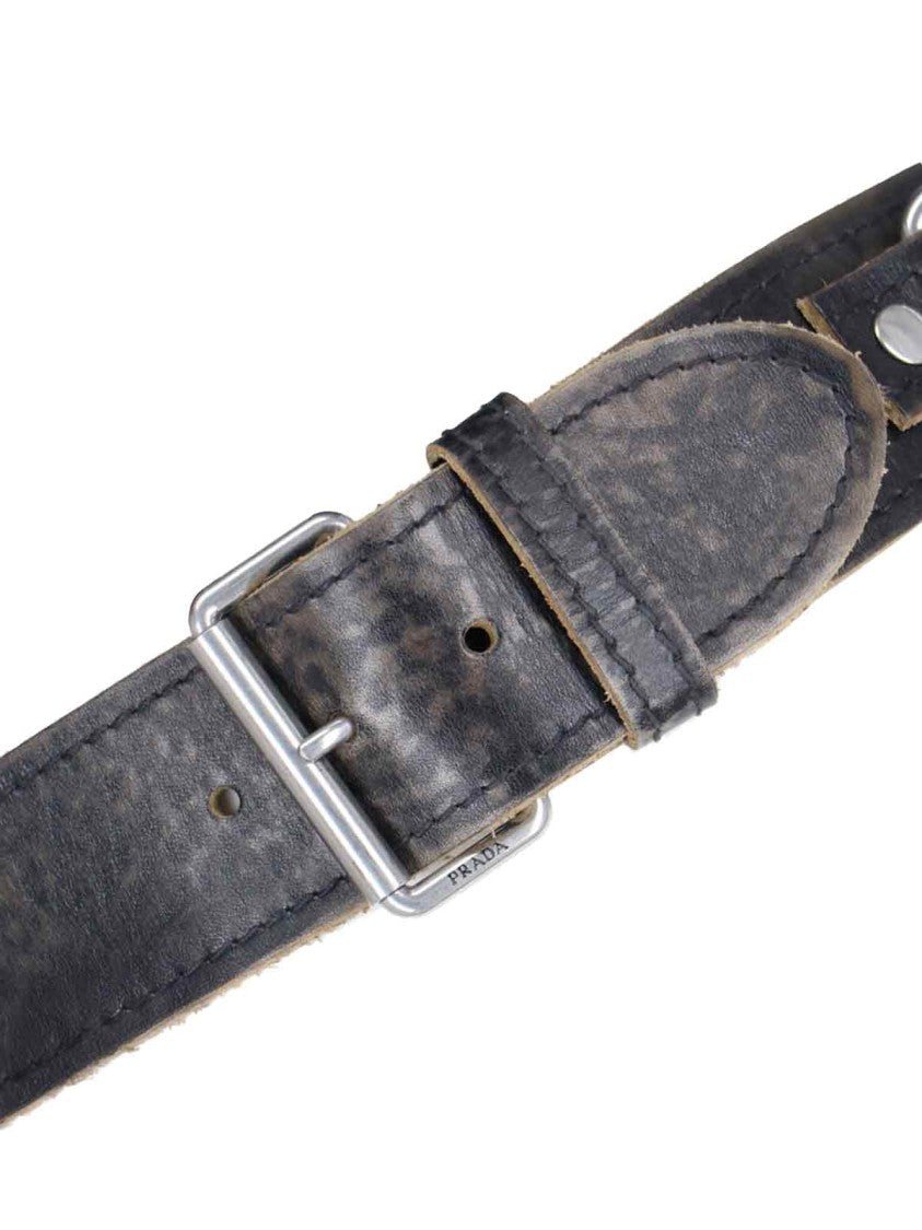 Prada Pleated Midi Skirt With Belt – Black