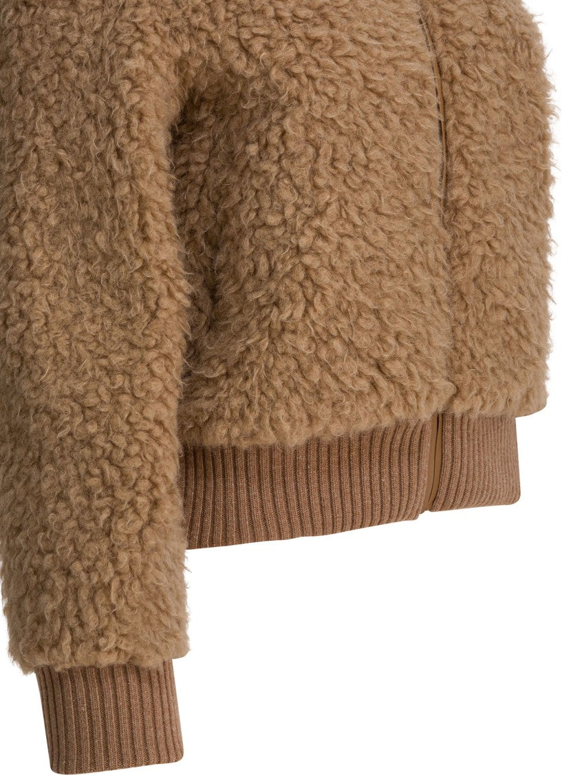 Thelaurent Cropped Beige Jacket With Textured Wool-Cashmere Blend