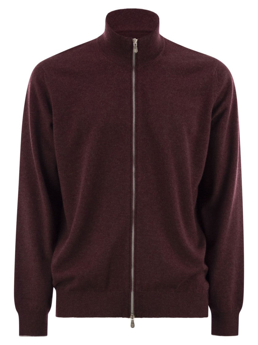 Brunello Cucinelli High-Necked Cashmere Cardigan With Zip