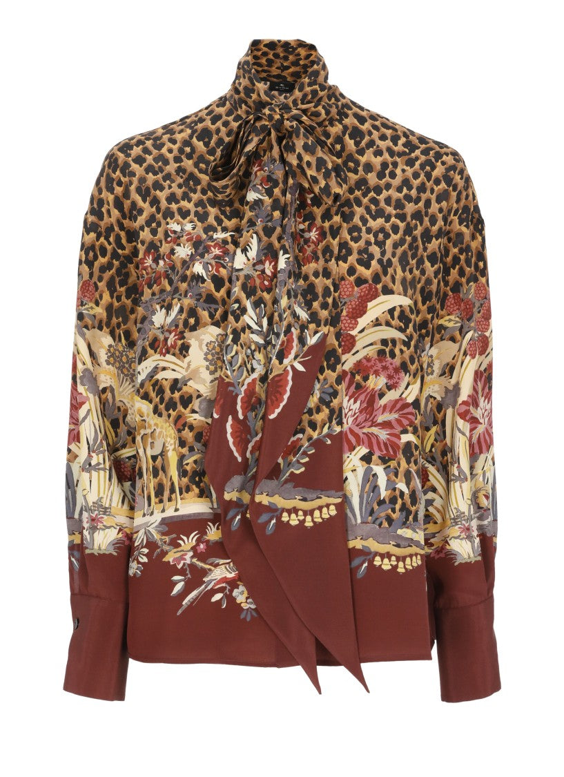 Etro Patterned High-Collar Silk Shirt