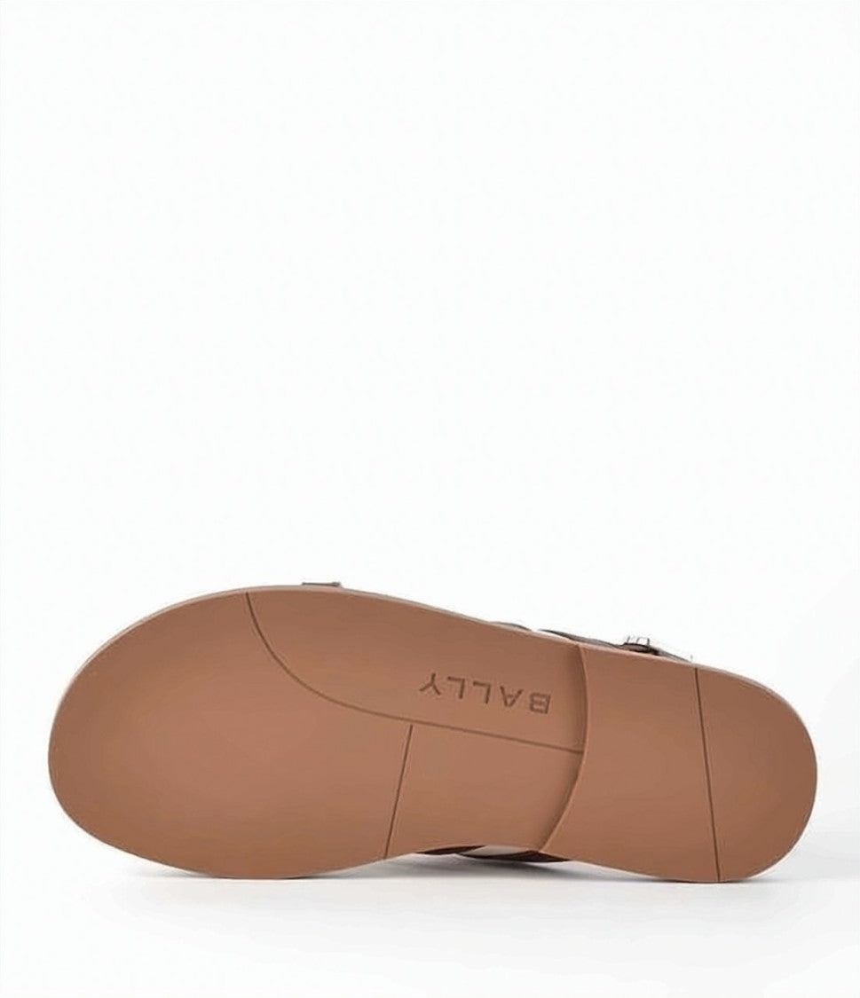 Bally Cross-Strap Brown Leather Sandals With Adjustable Slingback