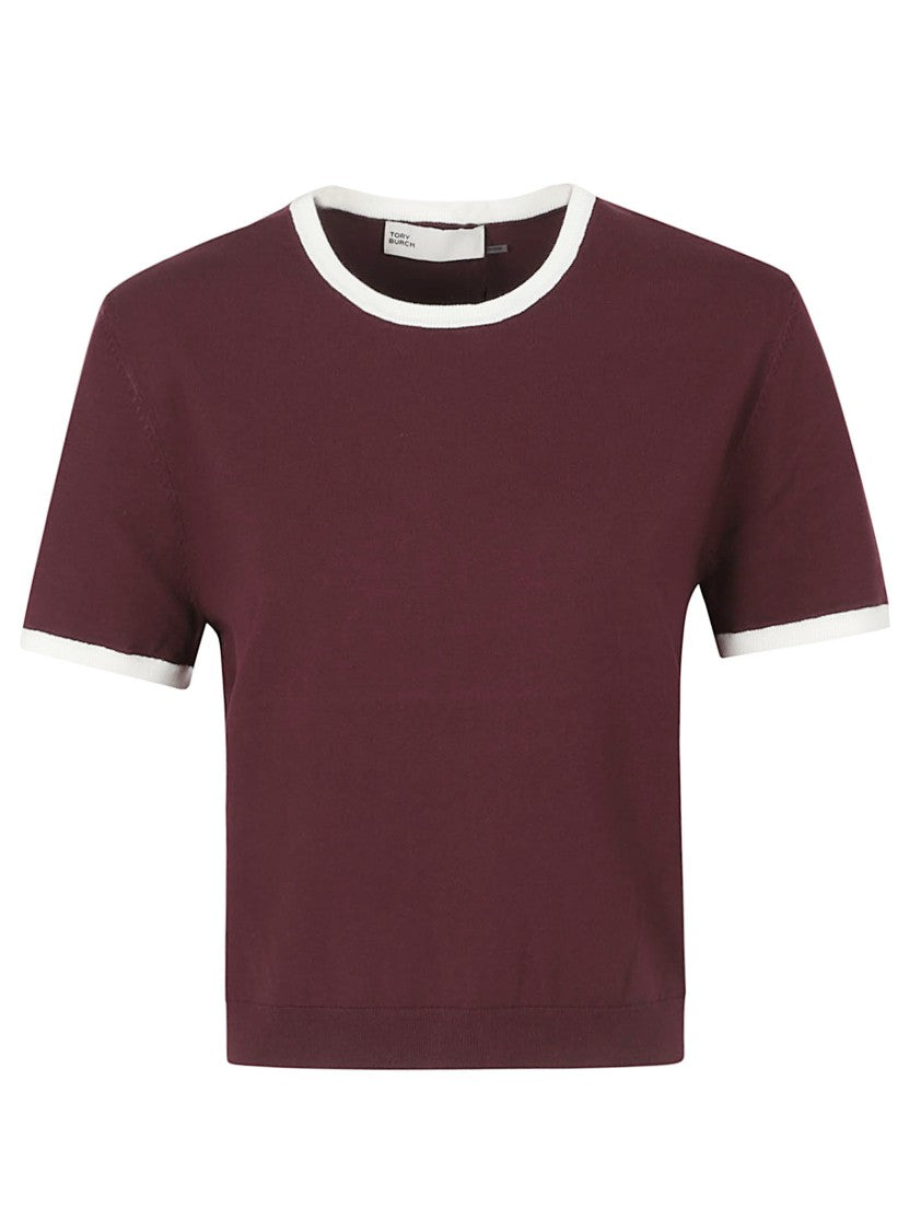 Tory Burch Cropped Top With Contrast Trim