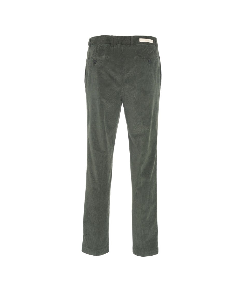 Briglia Olive Corduroy Trousers With Classic Cut And Tailored Fit