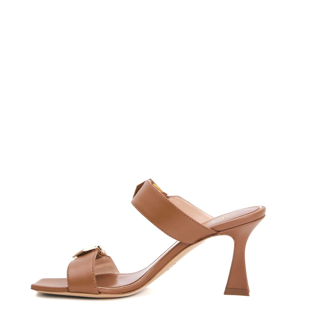 Ninalilou Double Band Leather Slipper Sandal Heel 75 Mm