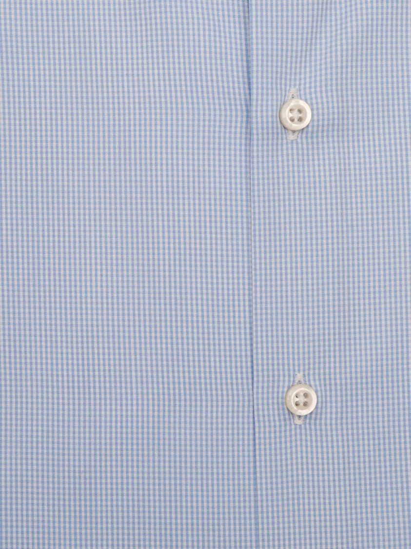 Sartoria Del Campo-Sonrisa Light Blue Micro Check Casual Shirt